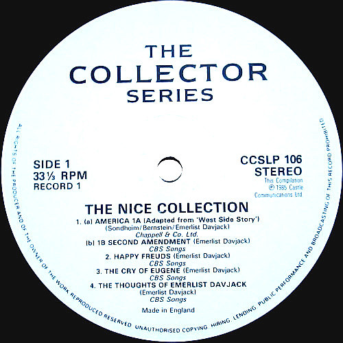 Cover zu The Nice - The Nice Collection | 1985 | Vinyl | Rock, Funk / Soul | UK Schallplatten Ankauf