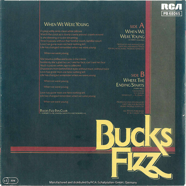 Cover zu Bucks Fizz - When We Were Young | 1983 | Vinyl | Rock, Pop | Germany Schallplatten Ankauf