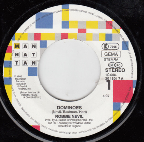 Cover zu Robbie Nevil - Dominoes | 1986 | Vinyl | Electronic | Germany