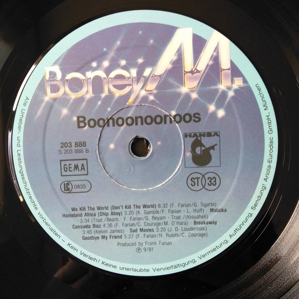Cover zu Boney M. - Boonoonoonoos | 1981 | Vinyl | Electronic, Reggae, Funk / Soul, Pop | Germany Schallplatten Ankauf