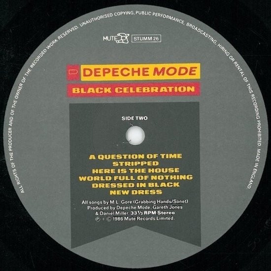 Cover zu Depeche Mode - Black Celebration | 1986 | Vinyl | Electronic | UK