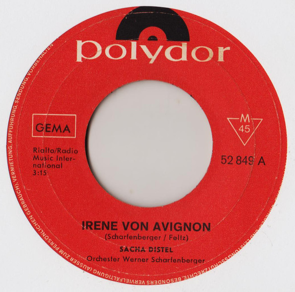 Cover zu Sacha Distel - Irene Von Avignon | 1967 | Vinyl | Pop | Germany Schallplatten Ankauf