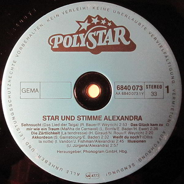 Cover zu Alexandra (7) - Star + Stimme (Alle Ihre Schönsten Lieder) | 1980 | Vinyl | Pop | Germany Schallplatten Ankauf