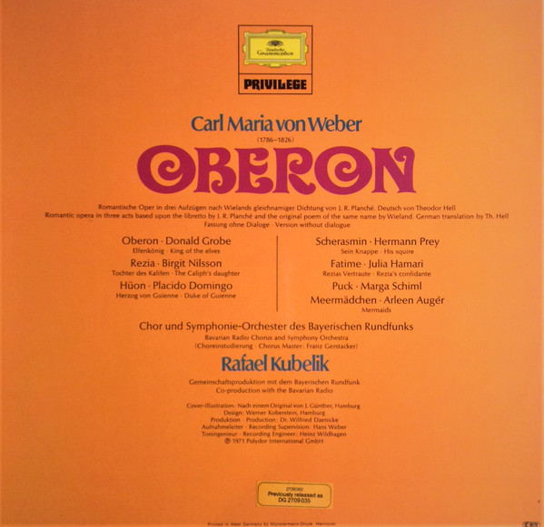 Cover zu Carl Maria von Weber - Birgit Nilsson • Julia Hamari • Placido Domingo, Hermann Prey • Donald Grobe, Chor Des Bayerischen Rundfunks Und Symphonie-Orchester Des Bayerischen Rundfunks ; Rafael Schallplatten Ankauf