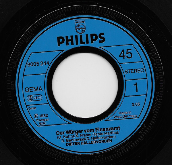 Cover zu Dieter Hallervorden - Der Würger Vom Finanzamt / Nonsens-Braut | 1982 | Vinyl | Non-Music, Pop | Germany