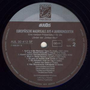 Cover zu Schönhausen-Chor - Europäische Madrigale Aus 4 Jahrhunderten | 1977 | Vinyl | Folk, World, & Country | Germany