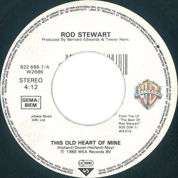 Cover zu Rod Stewart Featuring Ronald Isley - This Old Heart Of Mine | 1989 | Vinyl | Rock, Pop | Europe
