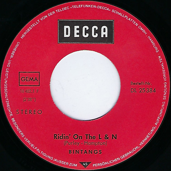Cover zu Bintangs - Ridin' On The L & N / Down South Blues | 1969 | Vinyl | Rock, Blues | Germany Schallplatten Ankauf