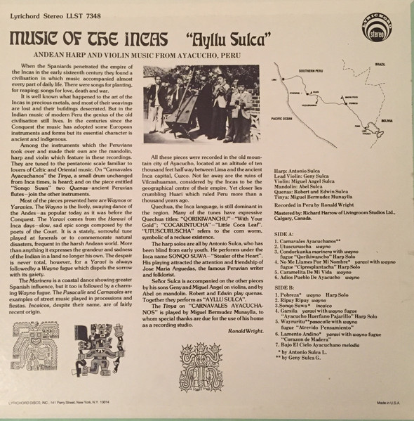 Cover zu Ayllu Sulca - Music Of The Incas | Vinyl | Latin, Folk, World, & Country | US