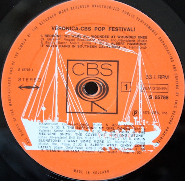 Cover zu Various - Veronica-CBS Pop Festival! | 1973 | Vinyl | Rock, Pop | Europe Schallplatten Ankauf