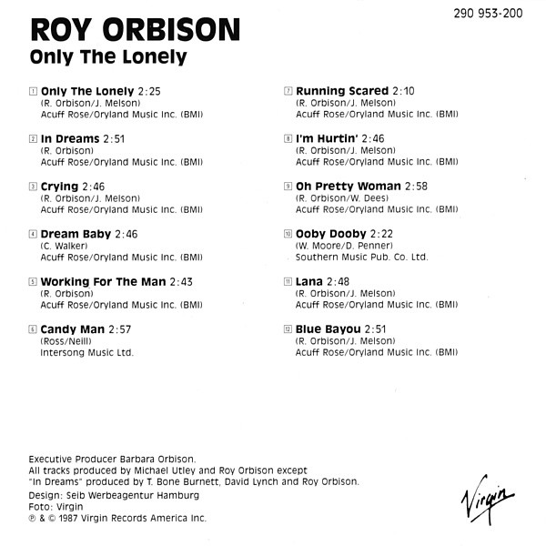 Cover zu Roy Orbison - Only The Lonely | 1992 | Vinyl | Rock | Europe