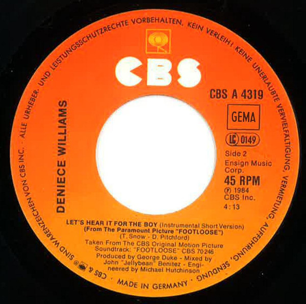 Cover zu Deniece Williams - Let's Hear It For The Boy | 1984 | Vinyl | Pop | Germany