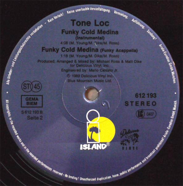 Cover zu Tone Loc - Funky Cold Medina | 1989 | Vinyl, 12