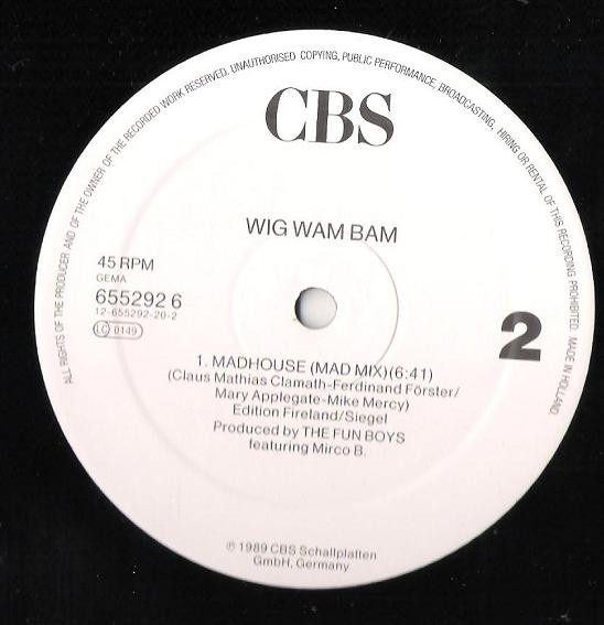 Cover zu Wig Wam Bam - Madhouse (Bad Mix) | 1989 | Vinyl | Electronic, Hip Hop | Germany Schallplatten Ankauf
