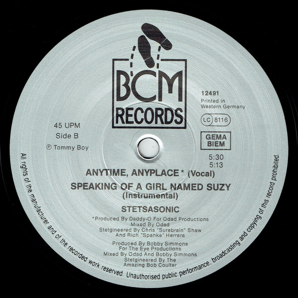 Cover zu Stetsasonic - Speaking Of A Girl Named Suzy / Anytime, Anyplace | 1990 | Vinyl | Hip Hop | Germany, Austria, & Switzerland