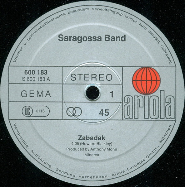 Cover zu Saragossa Band - Zabadak / Big Bamboo (Ay Ay Ay) / Rasta Man | 1980 | Vinyl | Electronic | Germany