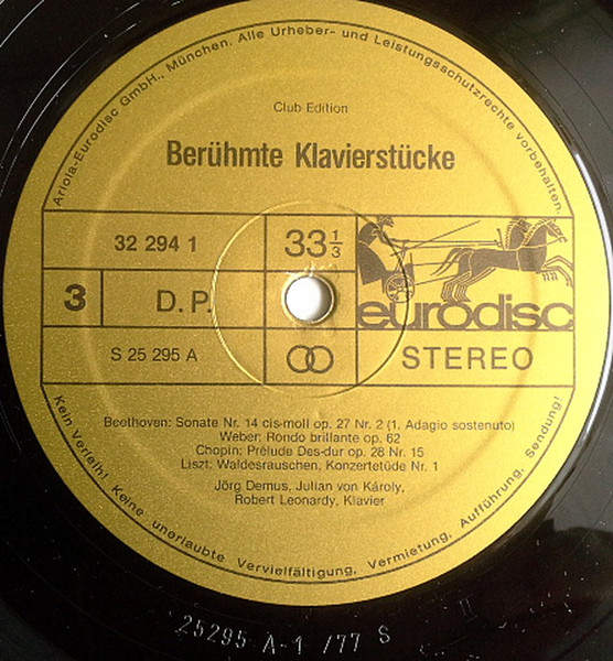 Cover zu Various - Berühmte Klavierstücke | 1977 | Vinyl | Classical | Germany Schallplatten Ankauf