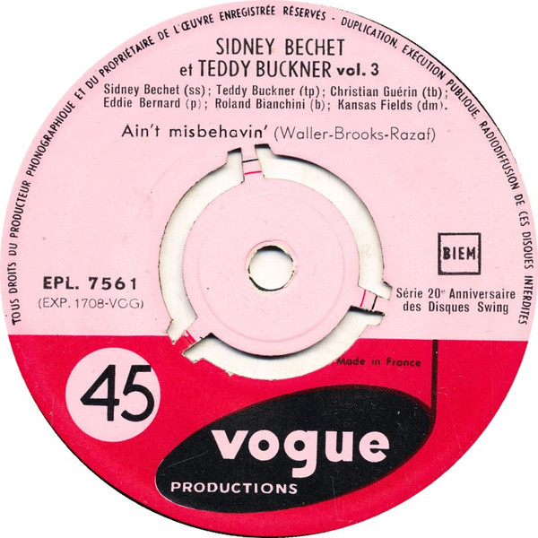 Cover zu Sidney Bechet & Teddy Buckner - Sidney Bechet & Teddy Buckner Vol. 3 | Vinyl | Jazz | France Schallplatten Ankauf