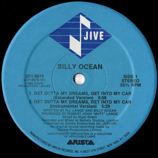 Cover zu Billy Ocean - Get Outta My Dreams, Get Into My Car | 1988 | Vinyl | Electronic | US