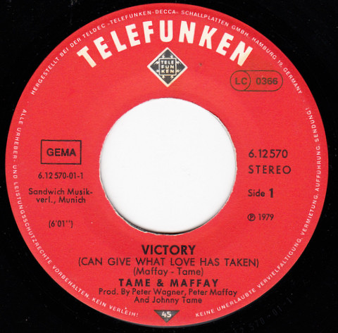 Cover zu Tame & Maffay - Victory (Can Give What Love Has Taken) | 1979 | Vinyl | Rock | Germany Schallplatten Ankauf