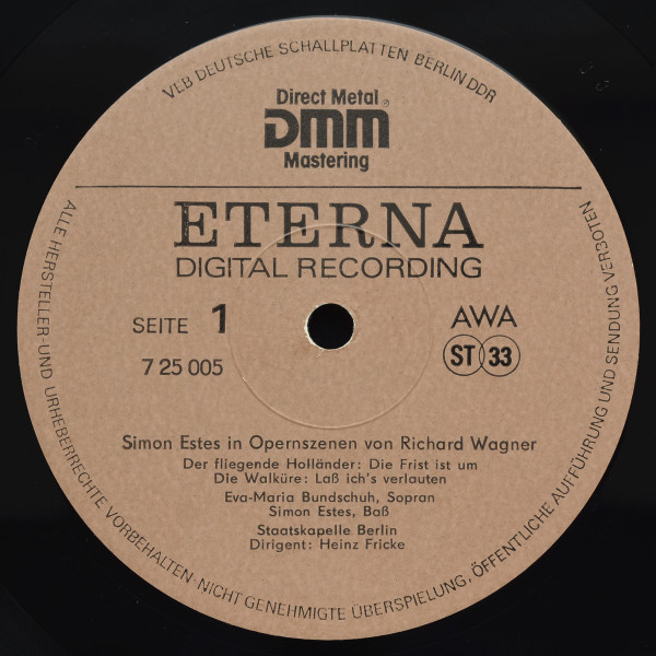 Cover zu Simon Estes, Richard Wagner, Staatskapelle Berlin, Heinz Fricke - In Opernszenen Von Richard Wagner | 1986 | Vinyl | Classical | German Democratic Republic (GDR) Schallplatten Ankauf