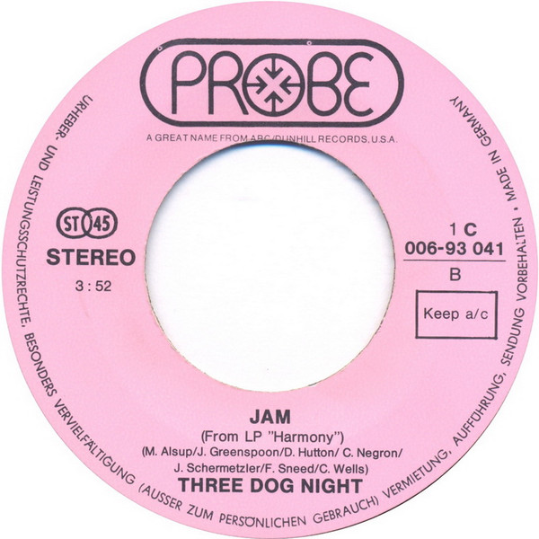 Cover zu Three Dog Night - An Old Fashioned Love Song / Jam | 1971 | Vinyl, 7