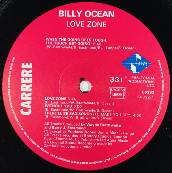 Cover zu Billy Ocean - Love Zone | 1986 | Vinyl | Electronic | France