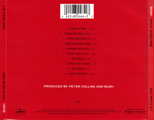 Cover zu Rush - Hold Your Fire | 1987 | CD, Album | Rock | Europe Schallplatten Ankauf