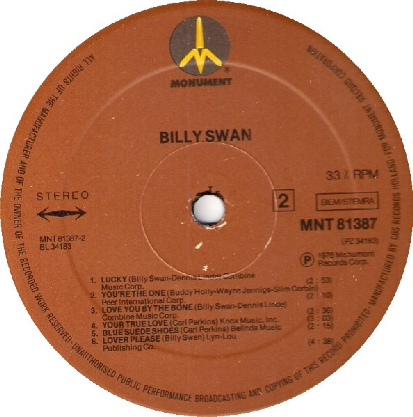 Cover zu Billy Swan - Billy Swan | 1976 | Vinyl | Rock, Pop | Europe