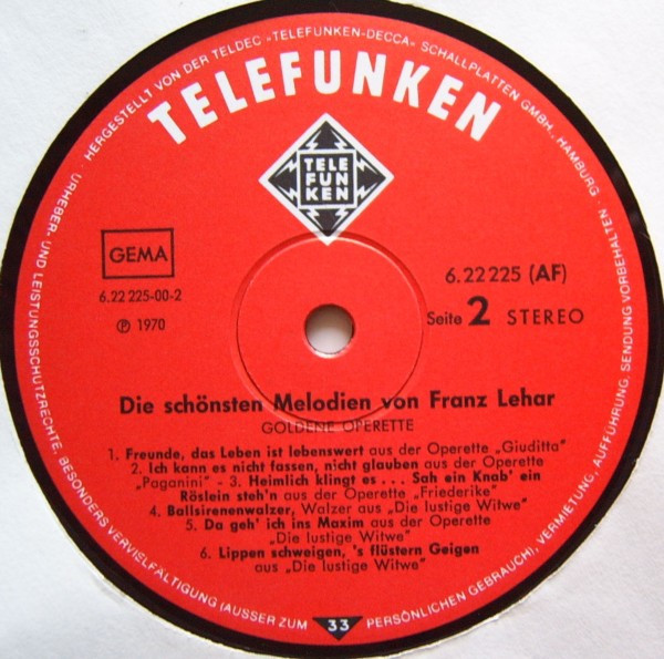 Cover zu Franz Lehár - Die Schönsten Melodien Von Franz Lehár | Vinyl, LP, Compilation | Classical | Germany