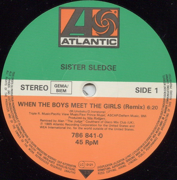 Cover zu Sister Sledge - When The Boys Meet The Girls (Remix) | 1985 | Vinyl | Electronic, Funk / Soul | Germany