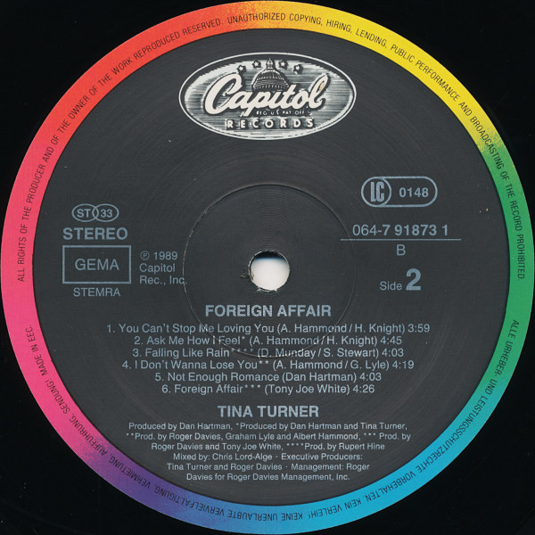 Cover zu Tina Turner - Foreign Affair | 1989 | Vinyl | Rock, Pop | Europe