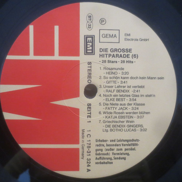 Cover zu Various - 28 Stars 28 Hits - Die Große Hitparade 6 | 1975 | Vinyl | Pop | Germany Schallplatten Ankauf