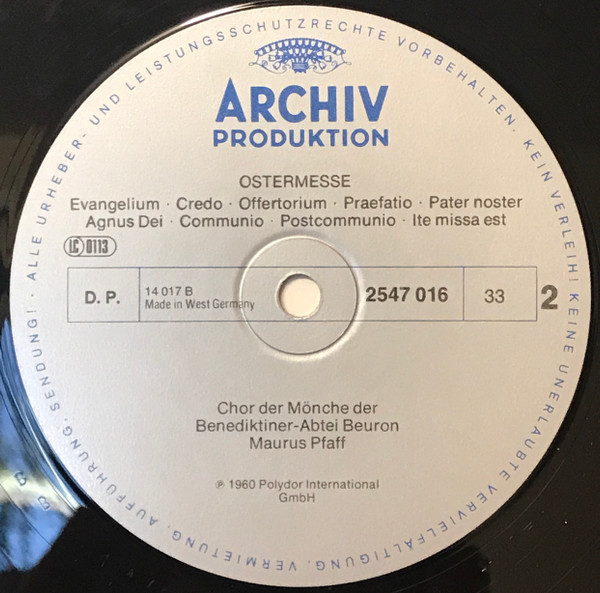 Cover zu Chor Der Mönche Der Benediktiner-Erzabtei St. Martin, Beuron - Pater Maurus Pfaff - Gregorianischer Choral: Ostermesse (Missa In Dominica Resurrectionis) | 1980 | Vinyl | Classical | Germany