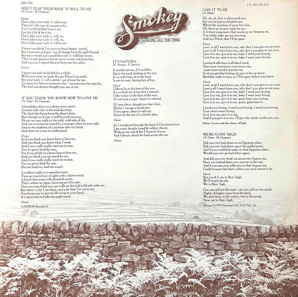 Cover zu Smokie - Changing All The Time | 1975 | Vinyl | Rock | Germany