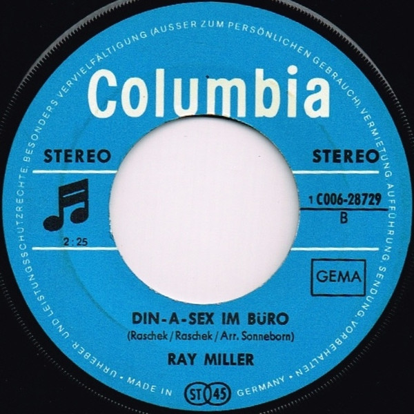 Cover zu Ray Miller - Caroline / Din-A-Sex Im Büro | 1970 | Vinyl | Pop | Germany