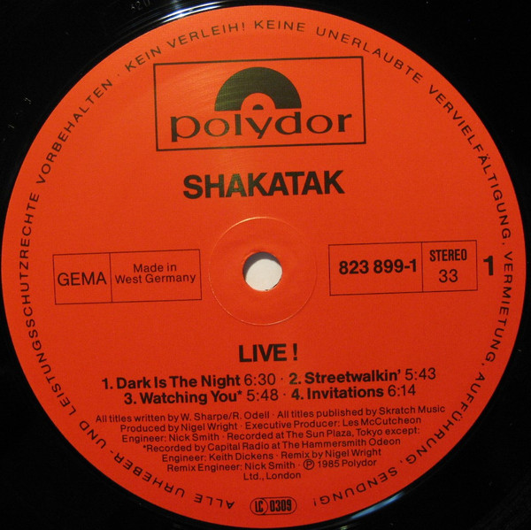 Cover zu Shakatak - Live! | 1985 | Vinyl | Jazz, Funk / Soul | Germany Schallplatten Ankauf