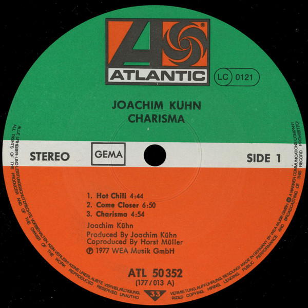 Cover zu Joachim Kühn - Charisma | 1977 | Vinyl, LP, Album, Stereo | Jazz | Germany