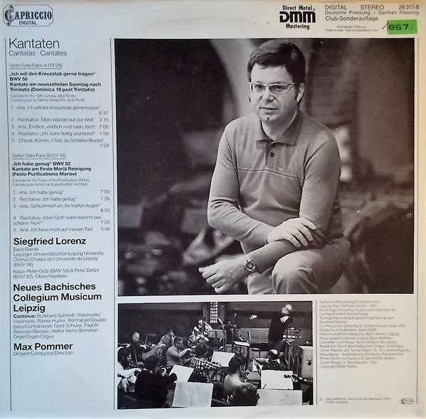 Cover zu Siegfried Lorenz, Neues Bachisches Collegium Musicum Leipzig ; Max Pommer / Johann Sebastian Bach - Kantaten (Cantatas ∙ Cantates) | 1984 | Vinyl | Classical | Germany