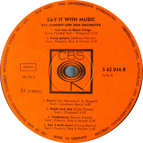 Cover zu Ray Conniff And His Orchestra & Chorus - Say It With Music (A Touch Of Latin) | Vinyl | Jazz | Germany Schallplatten Ankauf