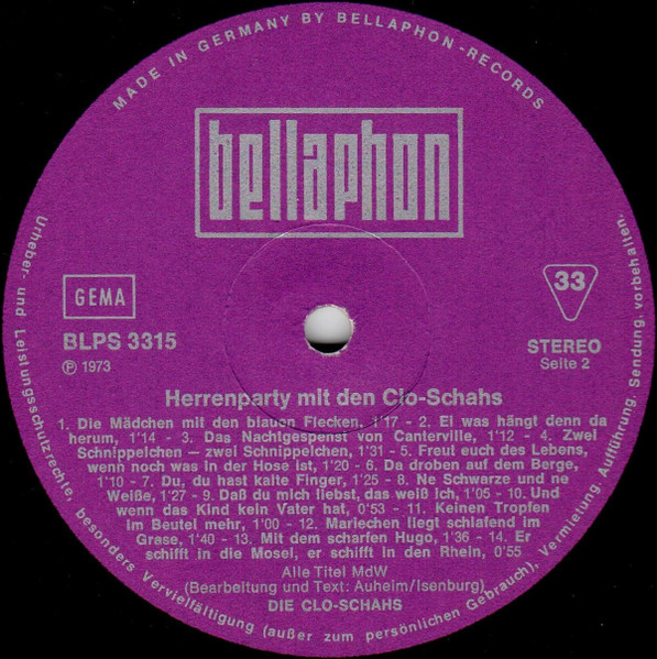 Cover zu Die Clo-Schahs - Oh Wei | 1973 | Vinyl | Folk, World, & Country | Germany Schallplatten Ankauf