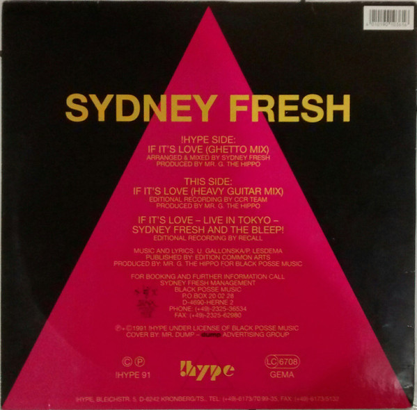 Cover zu Sydney Fresh - If It's Love (The Remix) | 1991 | Vinyl | Electronic | Germany Schallplatten Ankauf