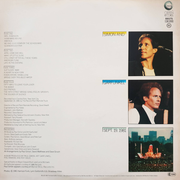 Cover zu Simon & Garfunkel - The Concert In Central Park | 1982 | 2xLP, Album, Gat | Rock, Pop, Folk, World, & Country | Europe