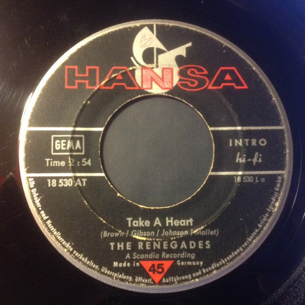 Cover zu The Renegades (3) - Take A Heart / Broken Heart Collector | 1966 | Vinyl, 45 RPM, 7