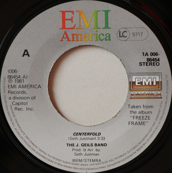 Cover zu The J. Geils Band - Centerfold | 1981 | Vinyl, Stereo, 45 RPM, 7