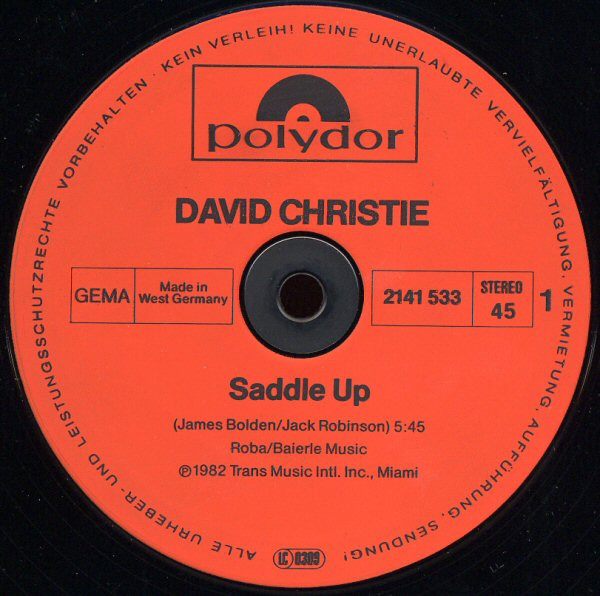 Cover zu David Christie - Saddle Up | 1982 | Vinyl | Funk / Soul, Pop | Germany Schallplatten Ankauf