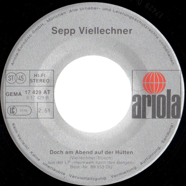 Cover zu Sepp Viellechner - La Pastorella »Die Schäferin Vom Val Gardena« | 1976 | Vinyl | Pop, Folk, World, & Country | Germany Schallplatten Ankauf