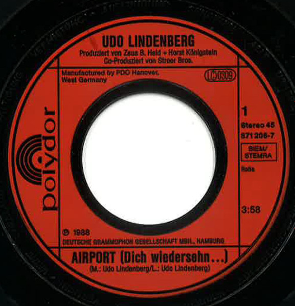 Cover zu Udo Lindenberg - Airport (Dich Wiedersehn...) | 1988 | Vinyl | Rock, Pop | Germany Schallplatten Ankauf