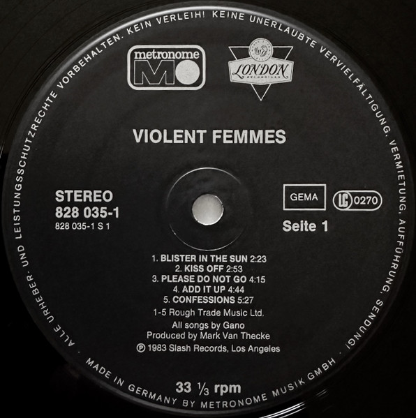 Cover zu Violent Femmes - Violent Femmes | 1987 | Vinyl | Rock | Germany Schallplatten Ankauf