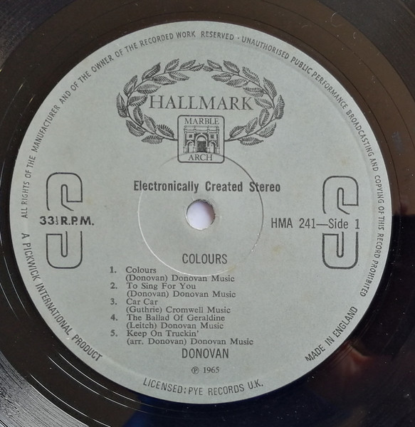 Cover zu Donovan - Colours | 1972 | Vinyl | Rock, Folk, World, & Country | UK Schallplatten Ankauf